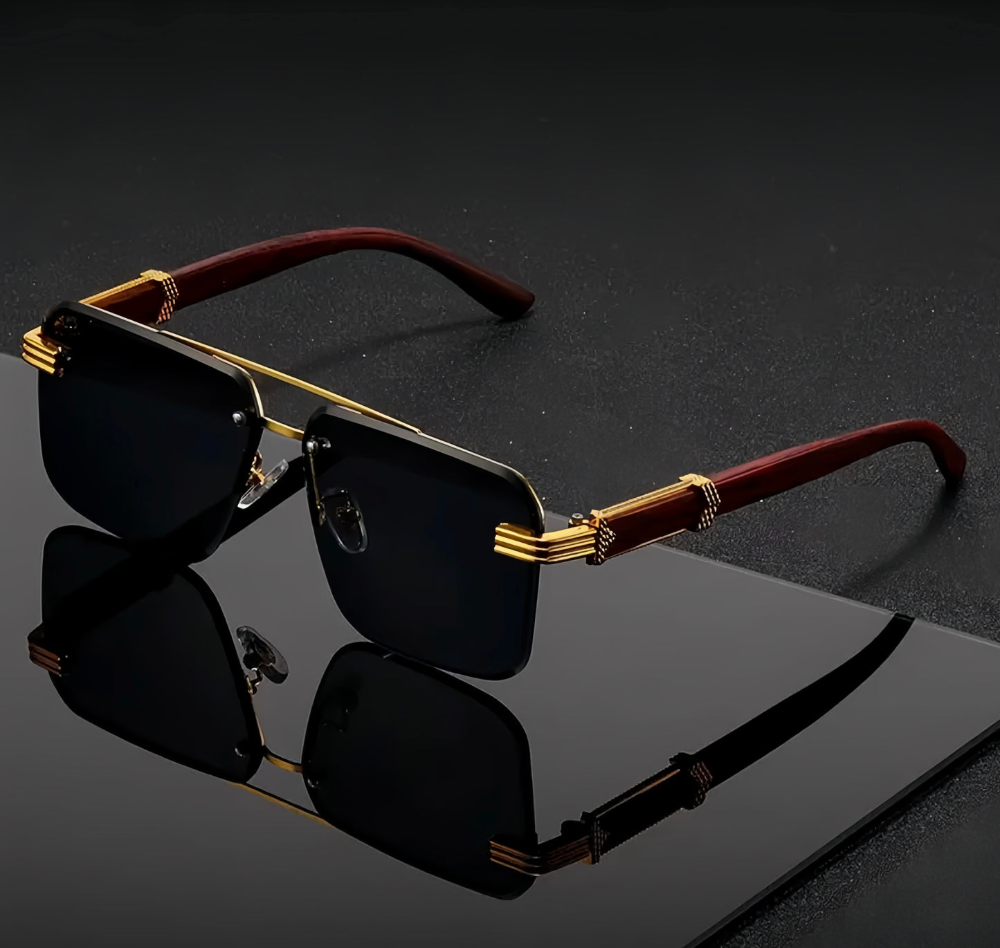 Cartier Wood Grain Pattern & Elegant Black PC Lenses. Sunglasses