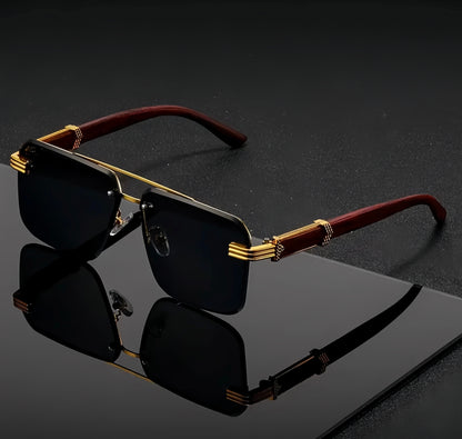 Cartier Wood Grain Pattern & Elegant Black PC Lenses. Sunglasses
