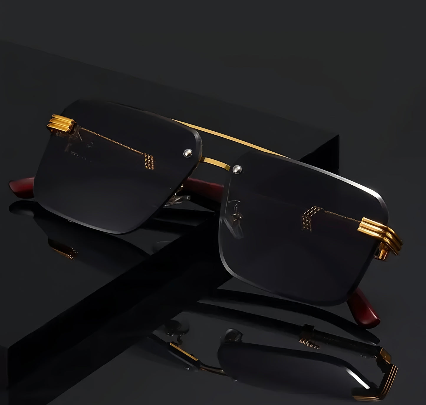 Cartier Wood Grain Pattern & Elegant Black PC Lenses. Sunglasses
