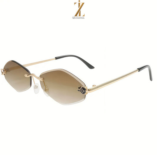 Women's Stylish Rimless Leopard Head Polygon Metal Fashion Glasses -