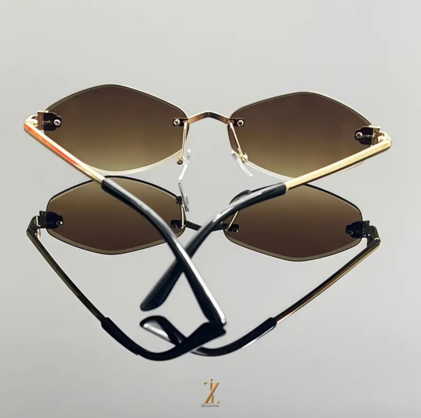 Women's Stylish Rimless Leopard Head Polygon Metal Fashion Glasses -