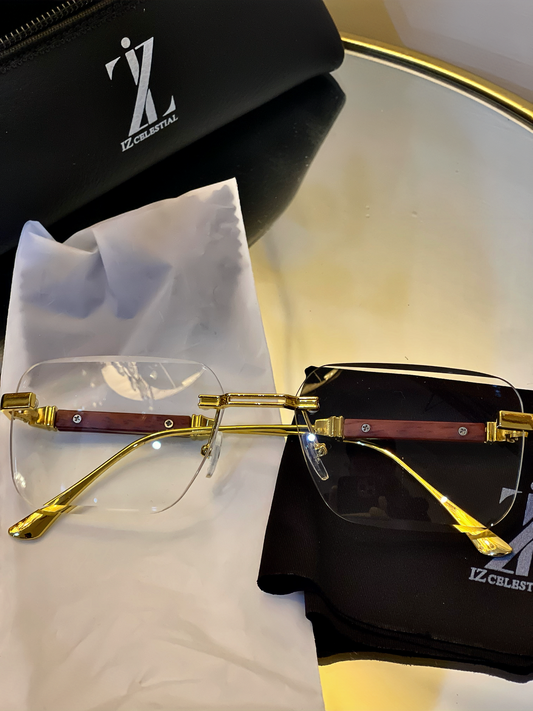 IZ Retro Minimalist Clear Lens Glasses _Rectangular  Metal Premium Frame!